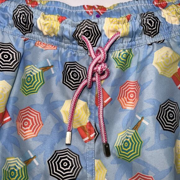 Peter Millar Swim Trunks Men Size L Blue Umbrella Legs Print Shorts Beach Preppy - Picture 6 of 16